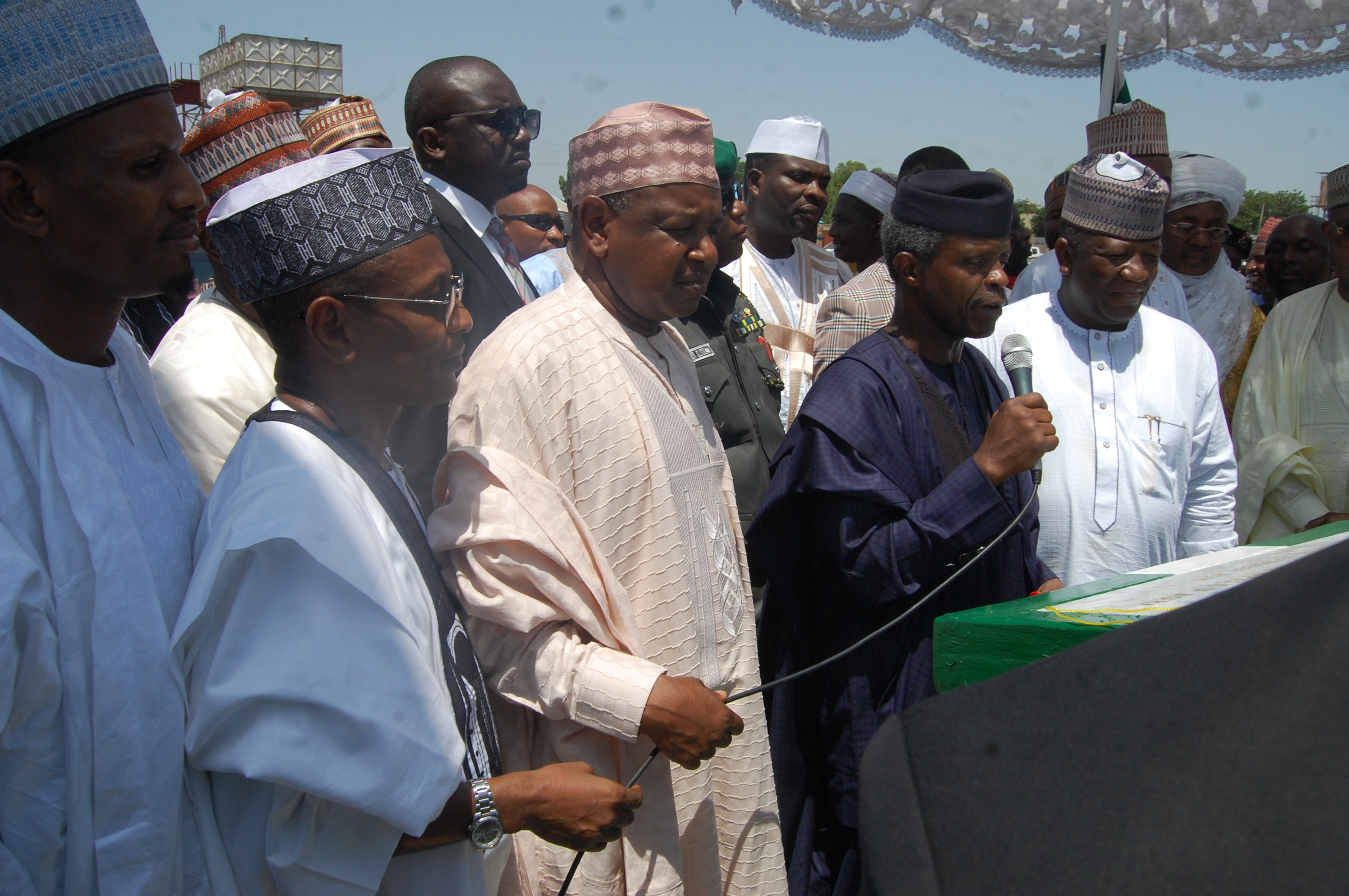 Vice President Yemi Osinbajo speaks during a Zamfara project visit.
